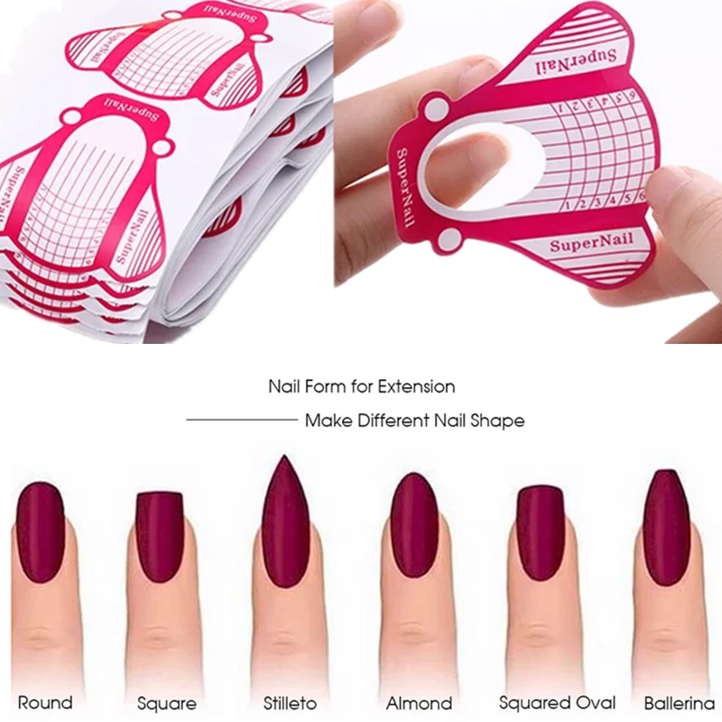 

100pcs/set 5.8*6.3cm Widen Plane Adhesive Nail Form Acrylic/UV Gel Nail Tips Nail Extension Guide Form