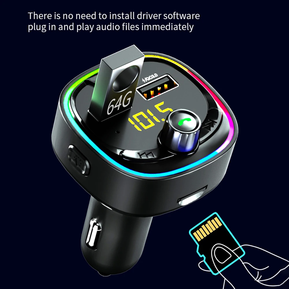 Автомобильный FM-передатчик Bluetooth 5 0 20 Вт PD Type-C 2 порта USB зарядное устройство для