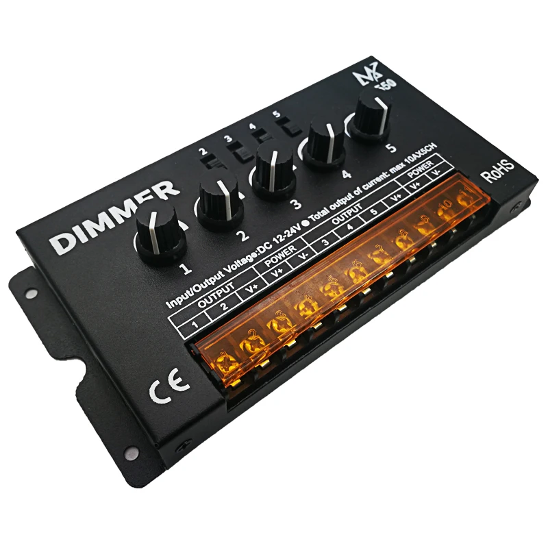 New 50A LED Strip Dimmer 12V 24V 1200W Max Big Power For Single String Switch Knob Control Electric Shock Cover Light Regulator | Лампы и