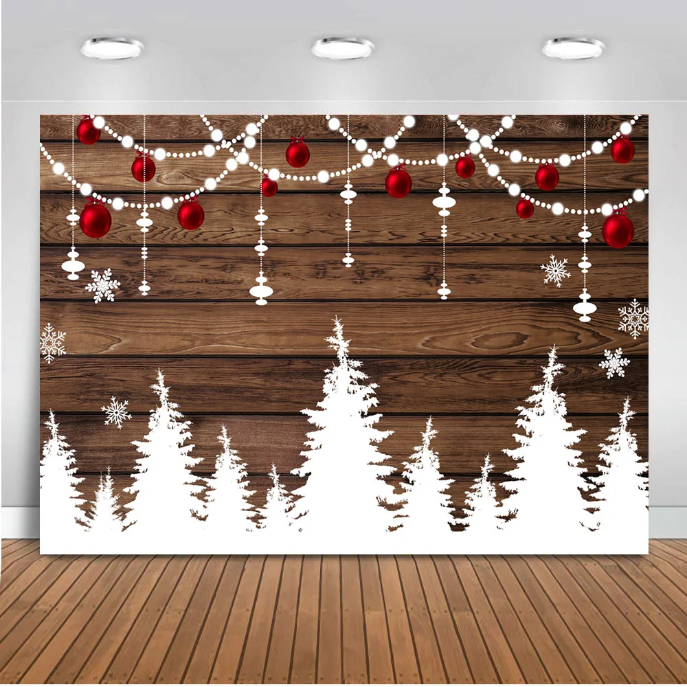 Celebration Christmas Winter Photo Background Rustic Style Wood Floor Snow Forest Backdrop Snowflake Custom | Электроника