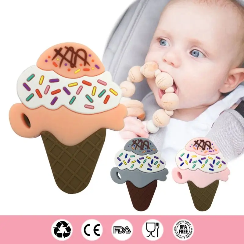 

Ice Cream Silicone Teether Baby Nursing Teething Necklace Accessories Bite Toys 57BF