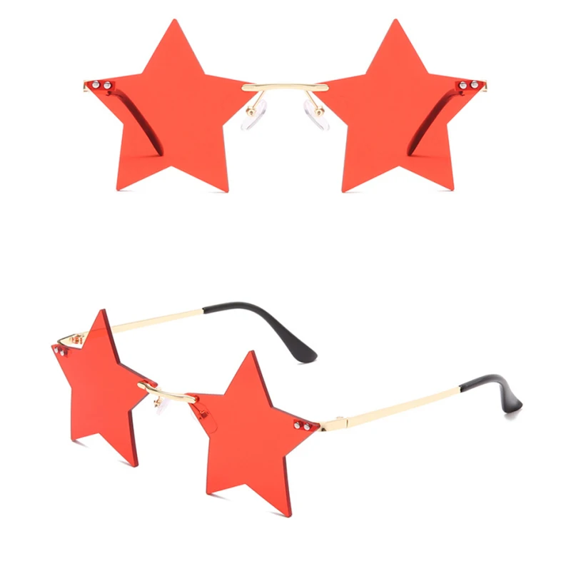 

TTLIFE Fashion Star Shaped Sunglasses Women Rimless Sun Glasses Alloy Frame Eyewear Clear Lens Glasses Gafas De Sol Mujer