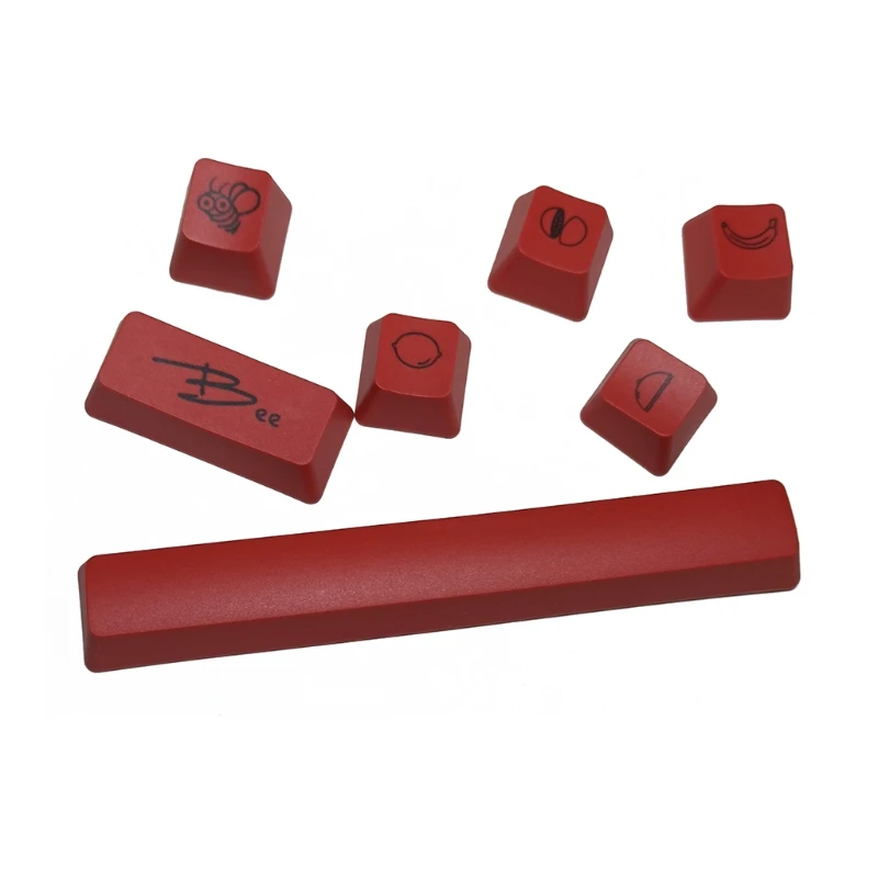 

7pcs Red Little Bee Gaming Keycaps Durable PBT 6.25U Space Keycap Set Dye-Subbed Keycap for Mechanical Keyboard Red