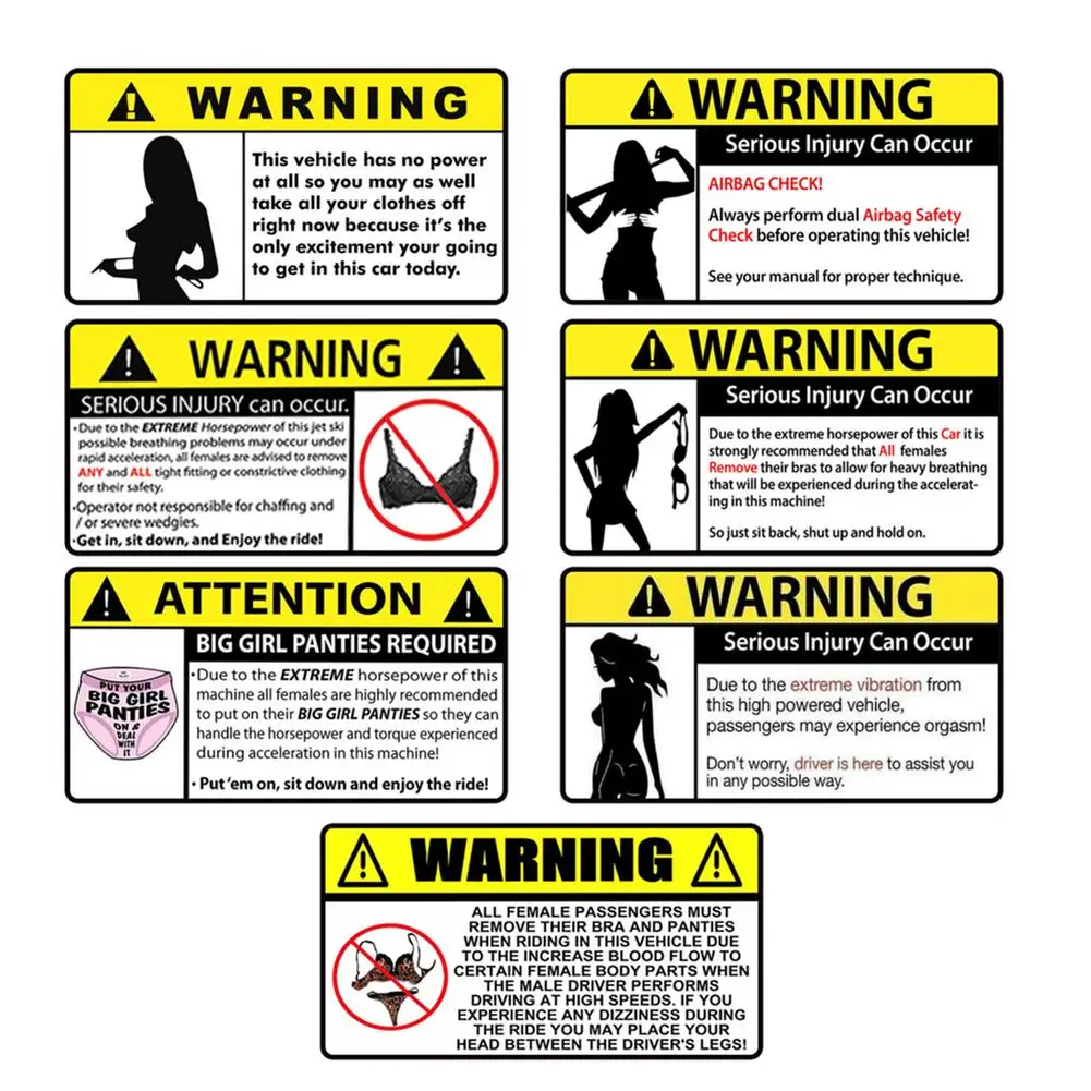 

7pcs 13CM*7CM Car Stickers Funny Safety Warning Rules Decal Car Decor Sticker