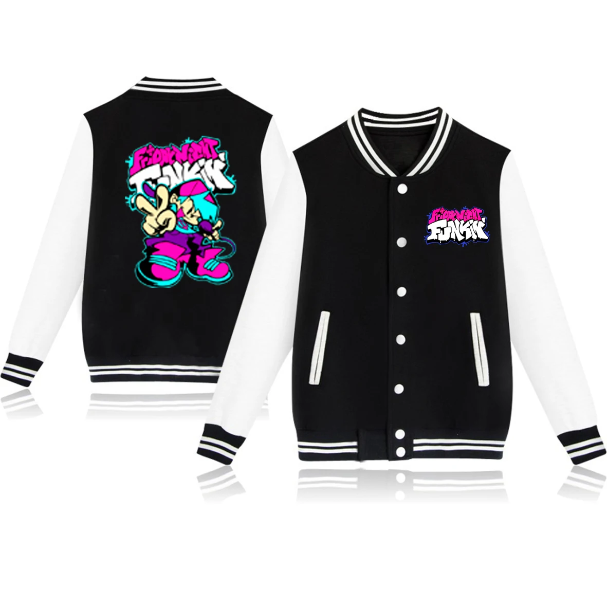 

Friday Night Funkin Harajuku Men's Coat Cool Boy Clothing Cartoon Bombers Jackets Music Game Male Oversize Jacket Streetwear