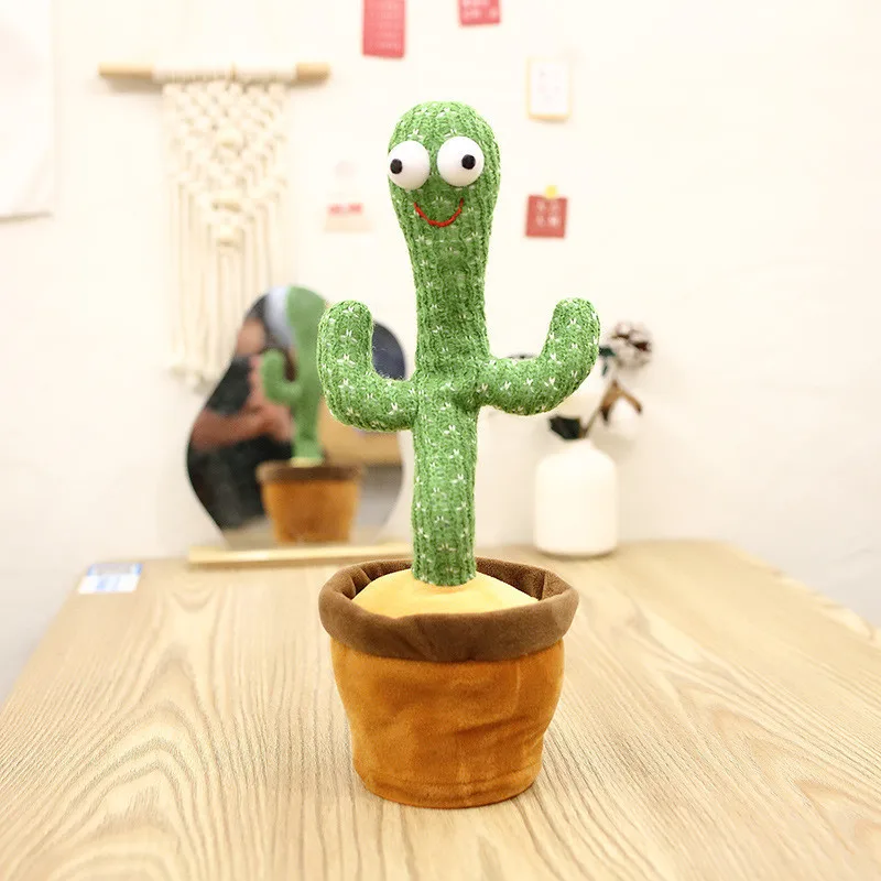 Cactus bailar&iacute;n de peluche para beb&eacute;, juguete con altavoz para hablar, repetici&oacute;n de voz, con carga USB, 120 canciones-4