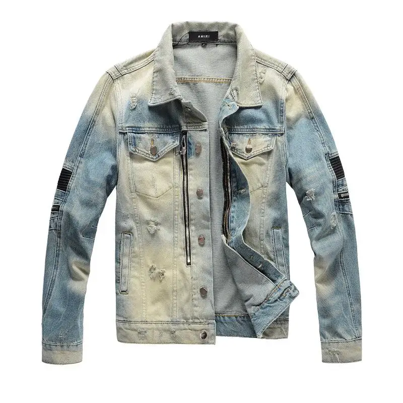 

2021 new fashion trucker jacket casual and comfortable men's motorcycle denim jacket