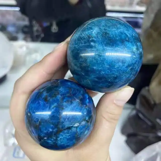 Bola de cuarzo curativa para decoración, esfera azul de cristal Natural, 45mm-55mm, 1 ud.