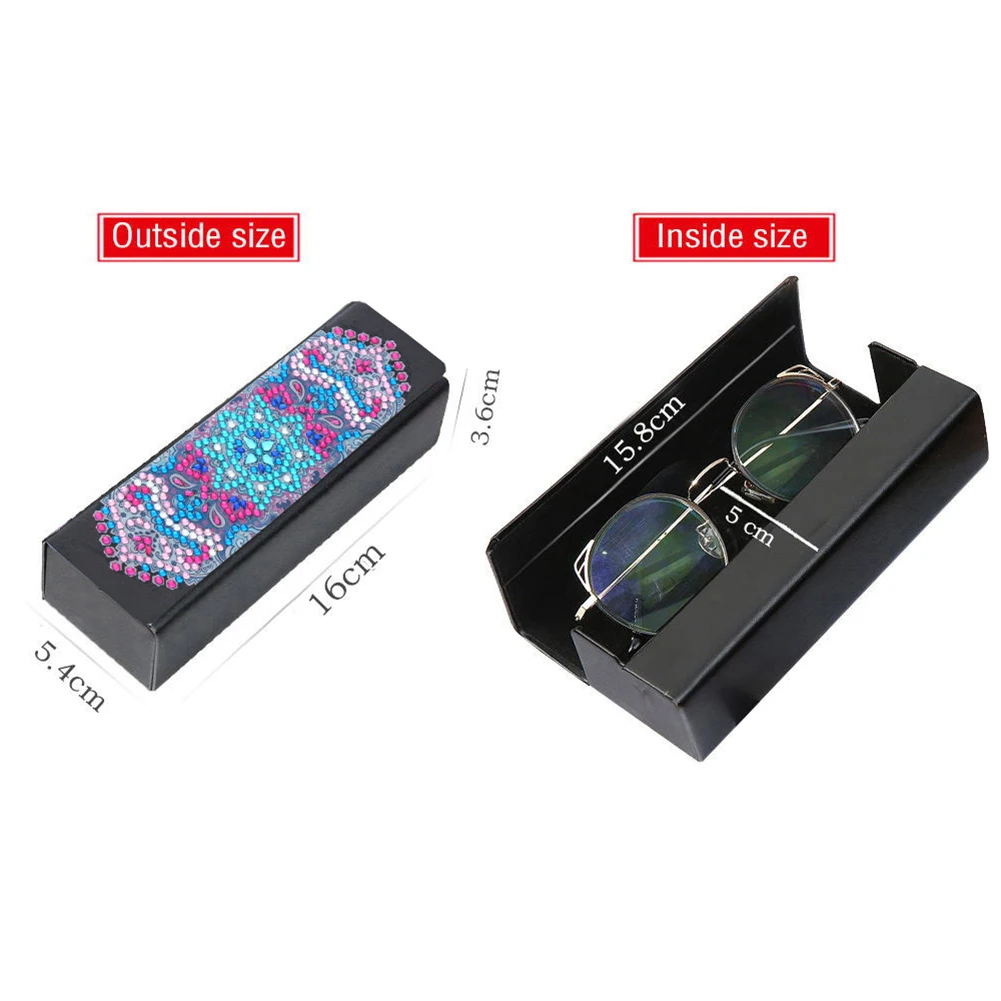 

DIY Special-shaped Diamond Painting Glasses Storage Box Leather Sunglasses Storage Case Portable Craft Wedding Container Box