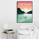 Винтажный постер из Вьетнама на холсте галонг-Бэй, живопись, пейзаж для путешествий, художественная живопись, Настенная картина, домашний декор, идея подарка путешественника