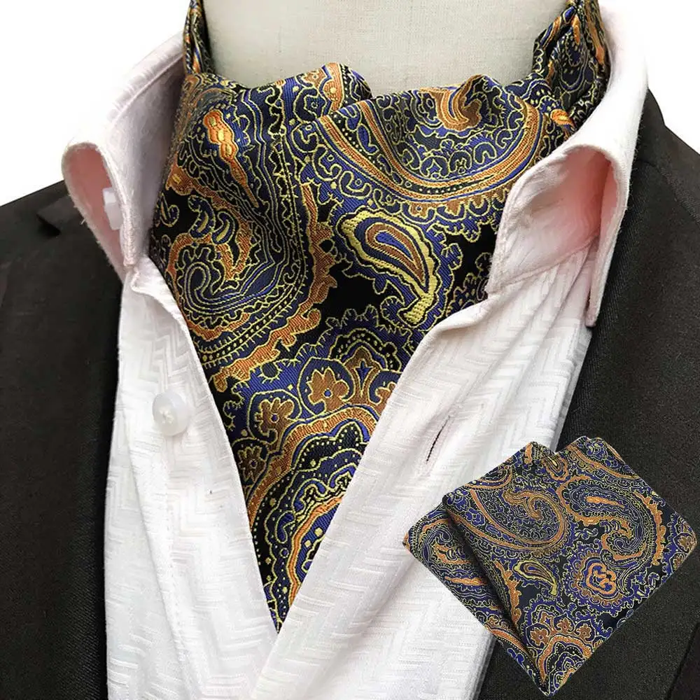 Мужской цветной жаккардовый платок с узором пейсли галстук Аскот комплект Hanky