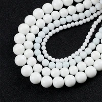 4681012mm wholesale white agates smooth round beads spacer loose beads natural stone diy bracelets for jewelry gifts making