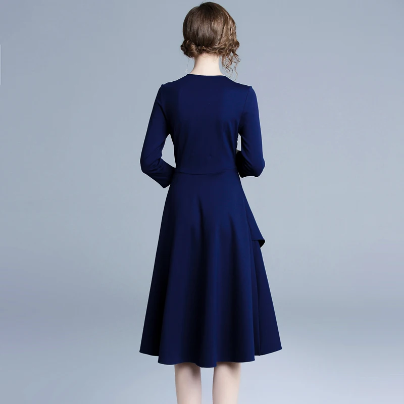 

New Elegant Vintage Fashion Women floral embroidered V-neck A-line dress Slim Tunic Dress