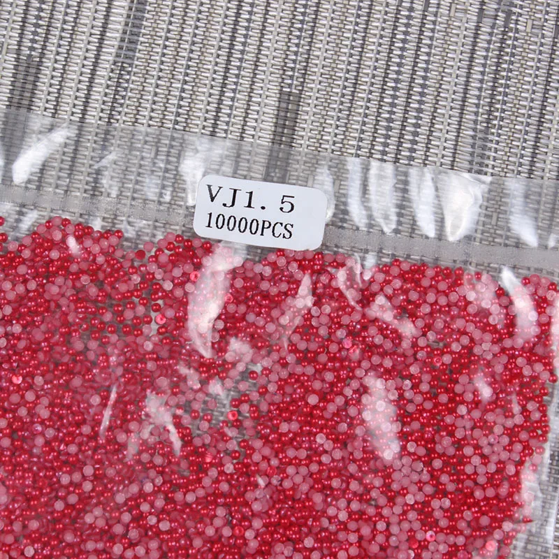 

10000pcs/Pack New Nail Art Half Pearls 1.5mm Red 3D Rhinestones Nail Tips Decoration Wholesale
