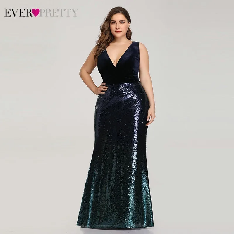 Navy Blue Платье для мамы невесты размера плюс, красивое длинное вечернее платье русалки с блестками для свадьбы, Vestidos Para Madre De La Novia - Цвет: Navy Blue