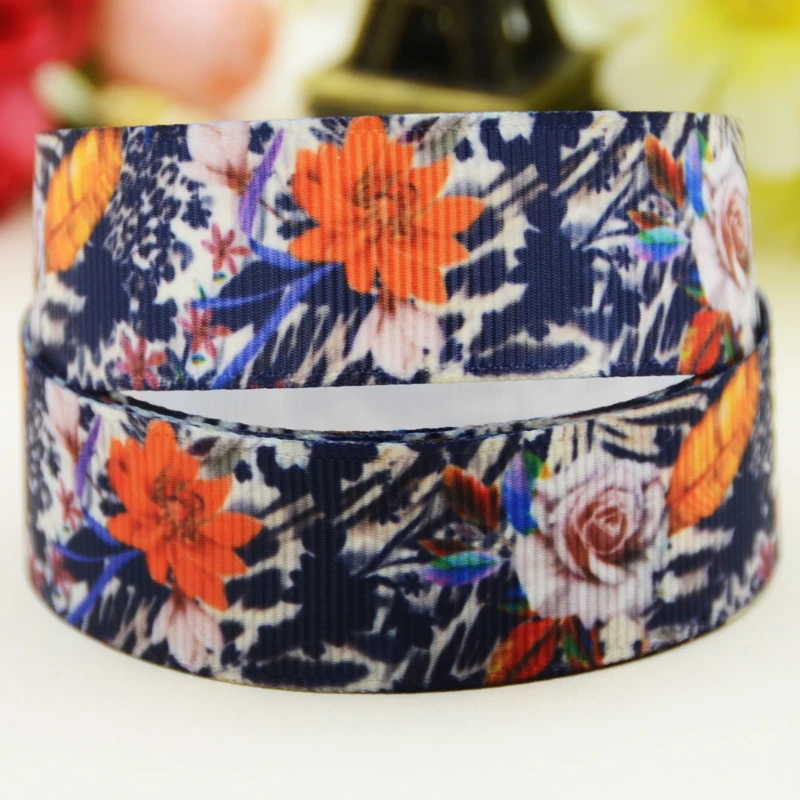 

Репсовая лента с цветочным принтом, 22 мм, 25 мм, 38 мм, 75 мм, 10 ярдов