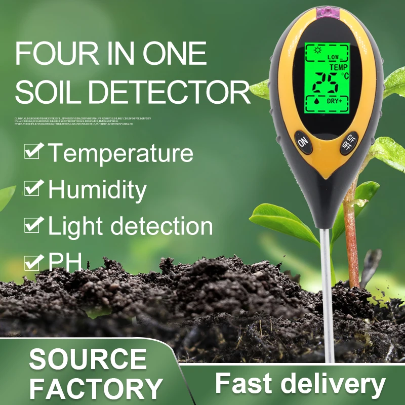 Teste do Solo de Digitas Lcd 4-em1 Testador do Solo para a Umidade ph do Solo Luz Solar Temperatura Ferramentas de Jardinagem do Medidor de Umidade do Solo Medidores de umidade