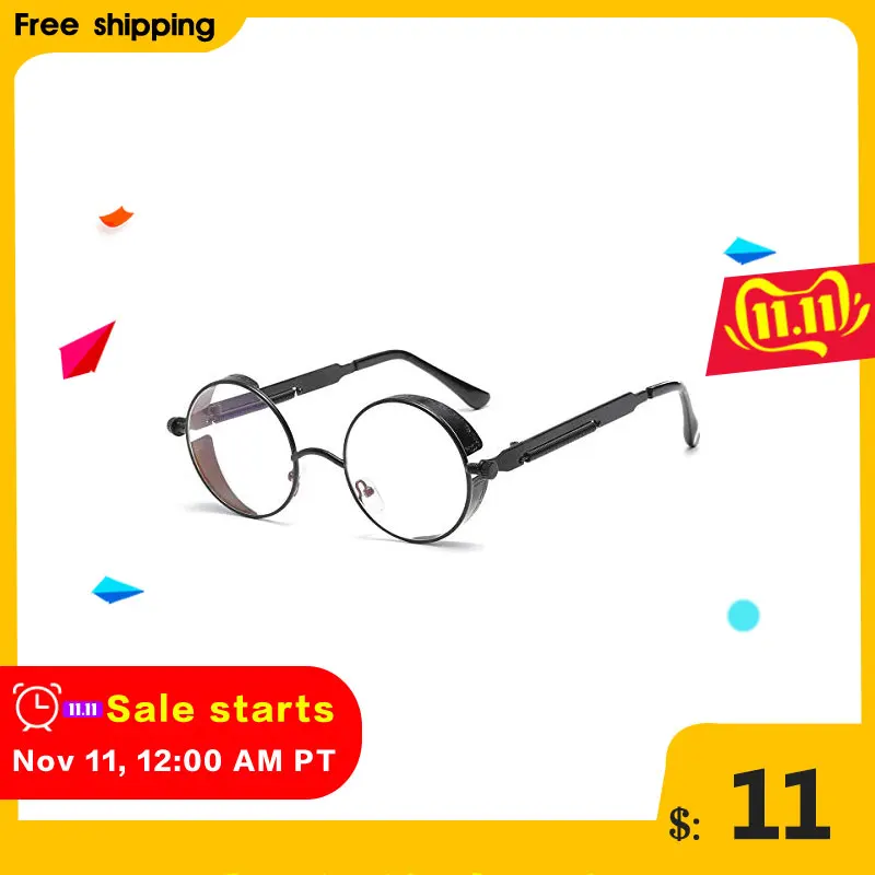 Винтажные стимпанк Ретро металлическая круглая оправа солнцезащитные очки