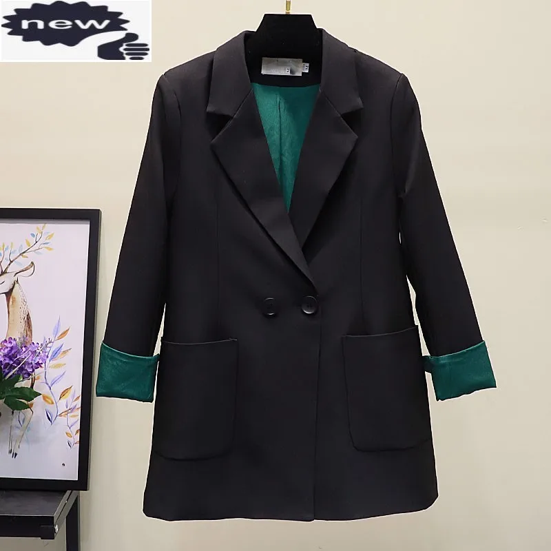 

Модные однотонные Цвет Женский блейзер Весна в элегантном офисном стиле, костюм для мальчиков с длинным рукавом куртка Двойной Брестед нагрудные повседневное короткое пальто S-XL