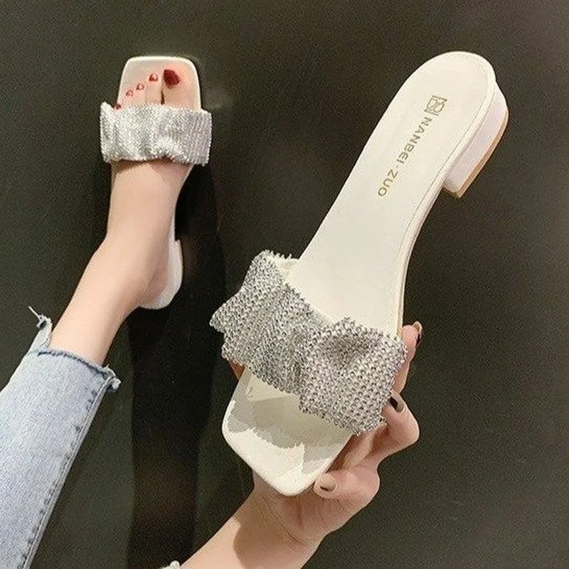 

Women's Flip Flops Summer The New Leisure Mixed Colors All-match Comfortable Open Toe Sandals Fashion Female Shoes Slides Bling