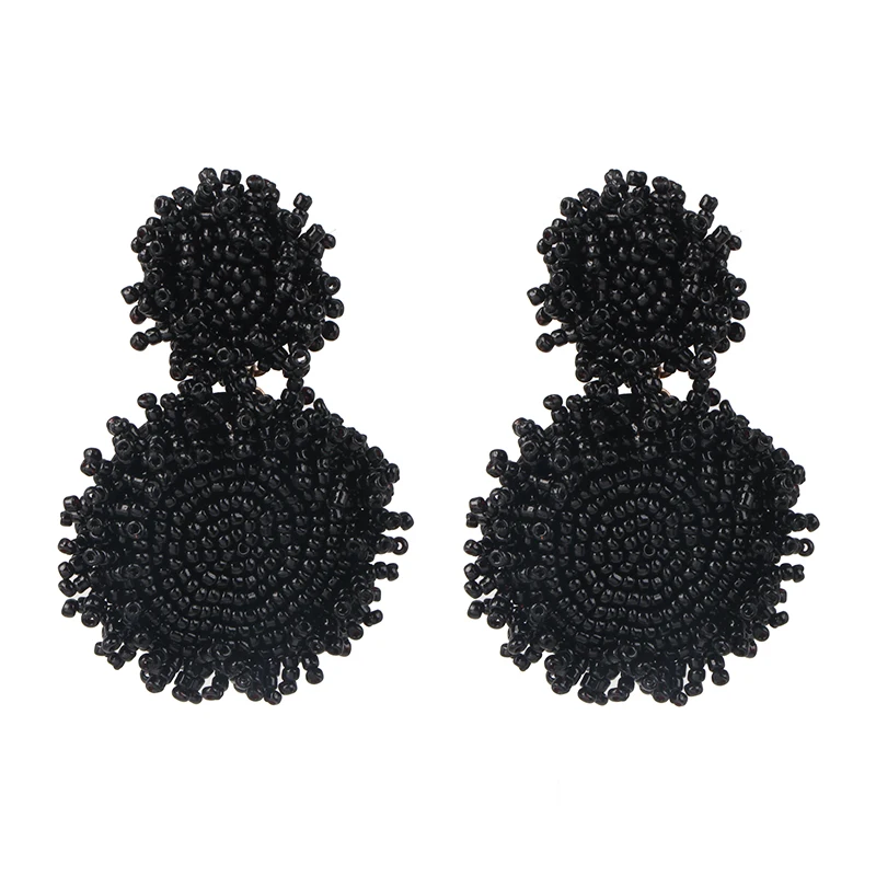 Jujia модные черные шикарные серьги в форме капель из бисера большие серьги для женщин Brincos массивные ювелирные изделия Pendientes - Окраска металла: 52002-BK