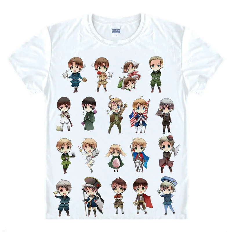 Футболка мужская с мультяшным принтом Axis Powers APH удобный топ для косплея забавная