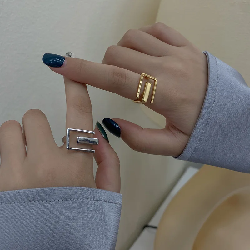 

Todorova Minimalist Hollow Out Geometric Ring For Women Adjustable Simple Handmade Opening Finger Fashion Korean Jewelry