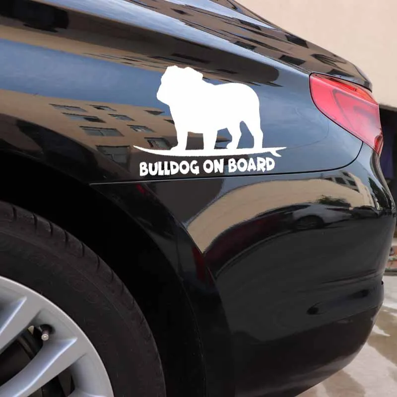 

15.2x10.9cm Bulldog on Car Fun English Dog Breed Sticker Car Truck Window Black/Silver