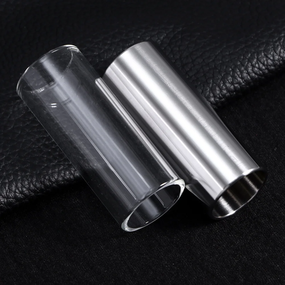 

2 Pcs 60MM Glass Slide and Stainless Steel Slide Medium Bottleneck Slide for Guitar Bass (Transparent And Silver)