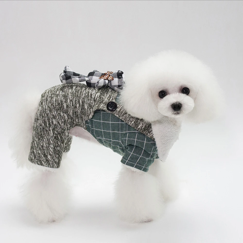 

Suitable for Small Pet Dog Clothes Autumn and Winter New Plaid Four-Legged Warm Fashion Dog Jacket