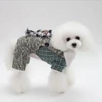 suitable for small pet dog clothes autumn and winter new plaid four legged warm fashion dog jacket