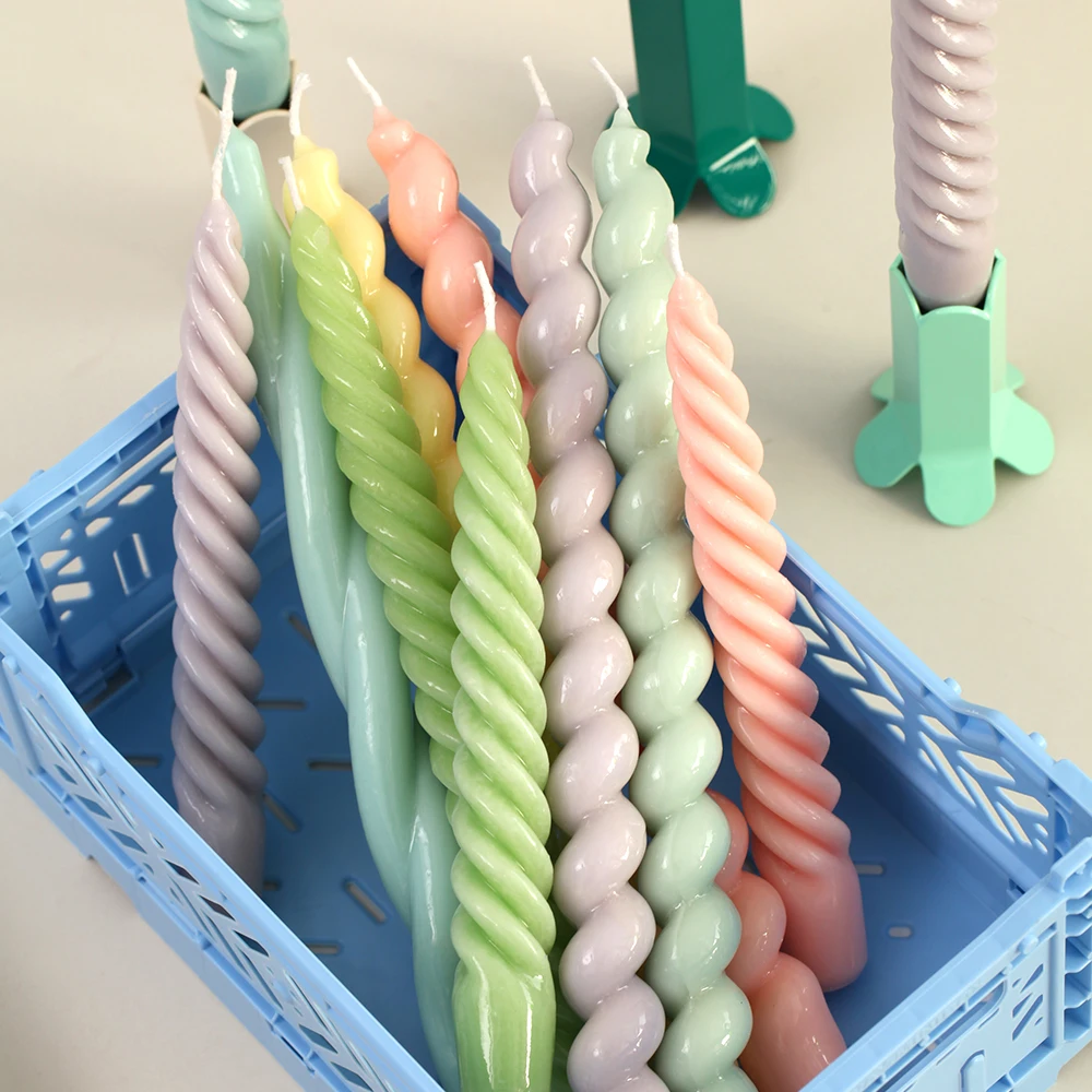 Nicole Twisted-Molde de velas largas en espiral, cilindro de silicona hecho a mano, cera de aromaterapia, molde para decoraci&oacute;n navide&ntilde;a-0