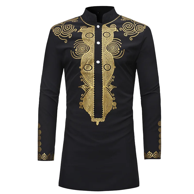 

African colors Shirt Men Pop Traditional Colors Long Sleeve Mandarin Collar Shirt Pullover Men Africa Clothing Chemise Homme