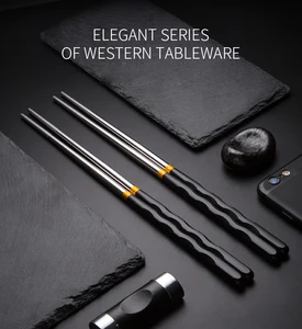 10 Pairs 304 Stainless Steel Chopsticks Non Slip High Temperature Resistant Chopsticks Household Stainless Steel 24CM Chopsticks