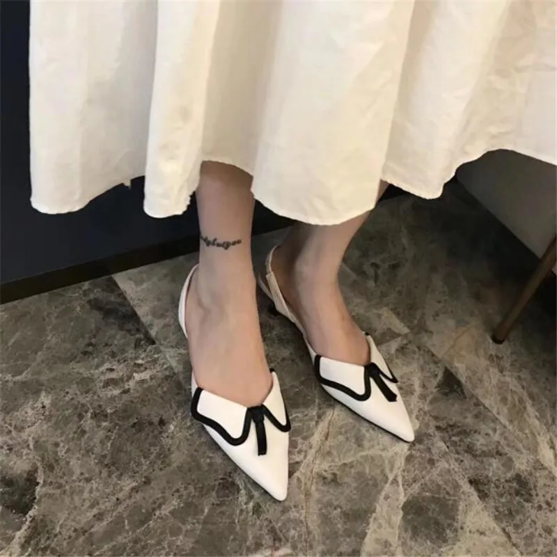 

2021 new autumn fashion ladies stilettos pointed toe authentic backspace female sandals party shoes 4CM stiletto heels size 4-8