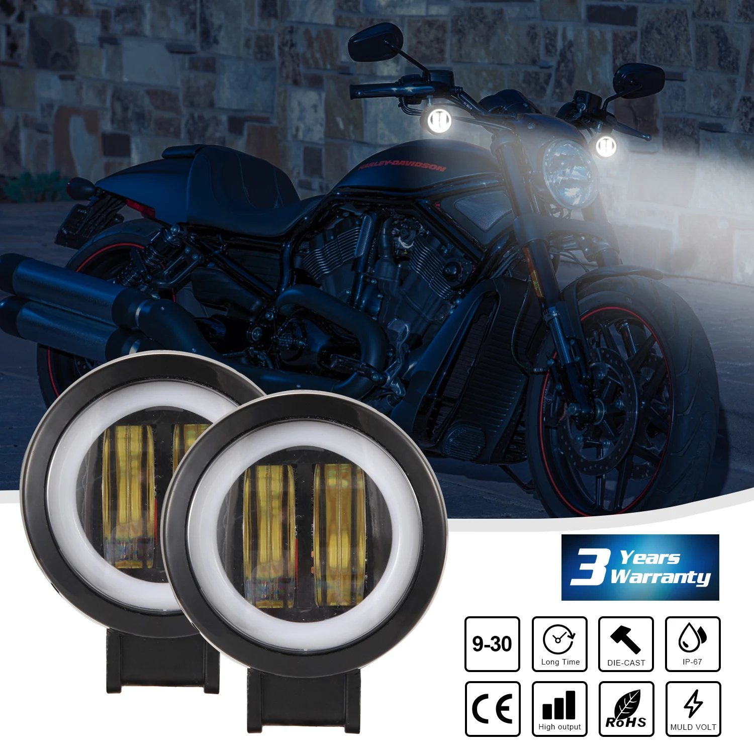 

2 Pcs 3 Inch 40W Waterproof Round LED Angel Eyes Light Bar 12V 24V 6500K For Motorcycle Offroad Led Work Night Bar Light ATV