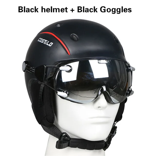 BL WITH BLACK LEN Новейший Costelo Airwolf скейтборд лыжный сноуборд шлем лыжные очки интегрально-формованные сверхлегкие дышащие лыжный шлем - Цвет: BL WITH BLACK LEN