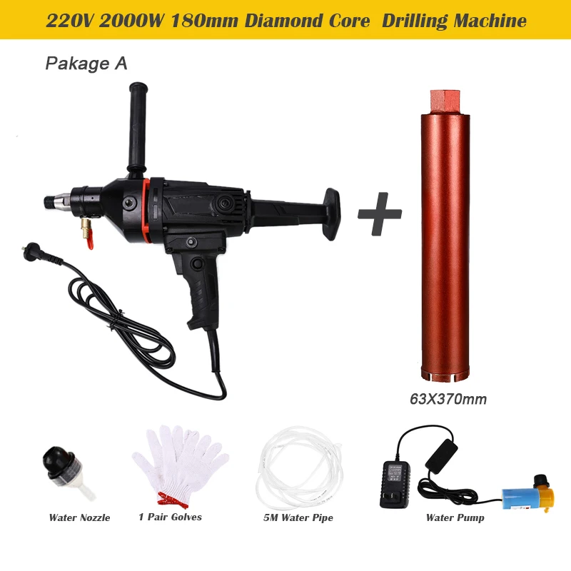 Ручная алмазная буровая установка 180 мм 220 В 2000 Вт|Электрические дрели| |