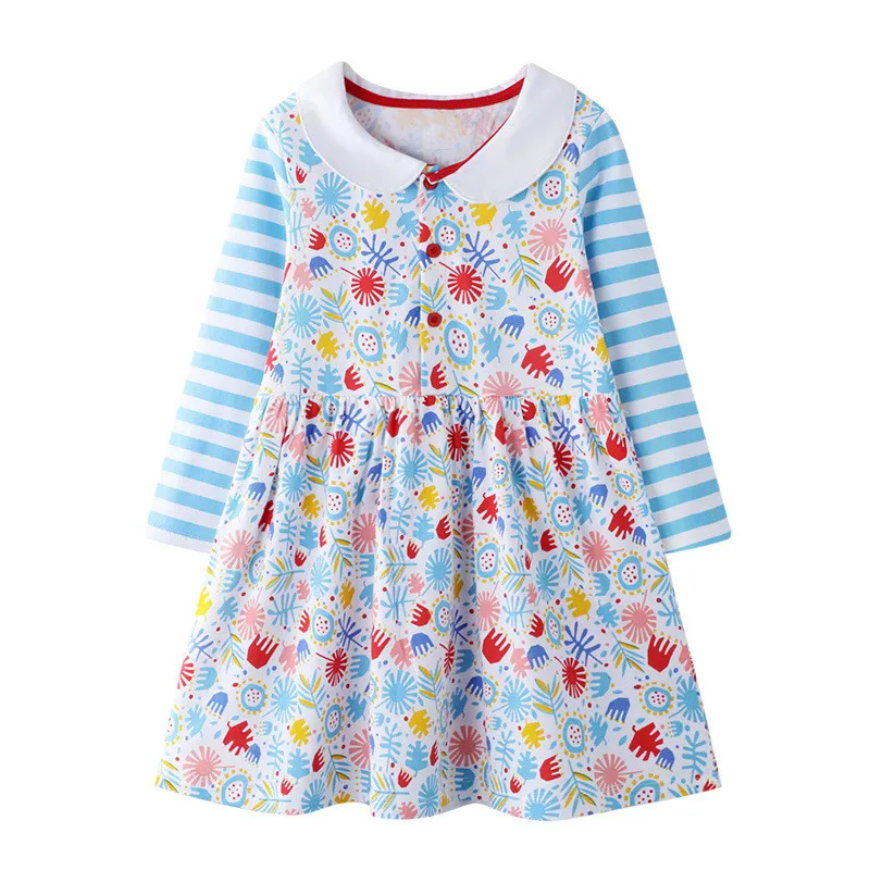 as photo VIDMID платье с длинными рукавами для маленьких девочек Детские Платья с цветочным рисунком хлопковые платья для детей от 2 до 7 лет Одежда для девочек - Цвет: as photo