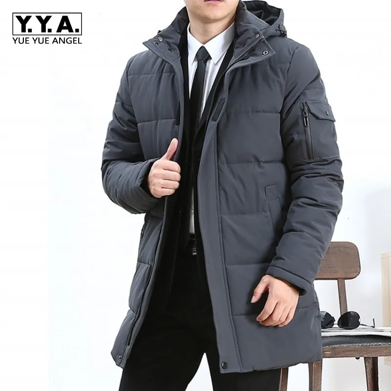 Мужской длинный пуховик в деловом стиле зимняя теплая парка большого размера с