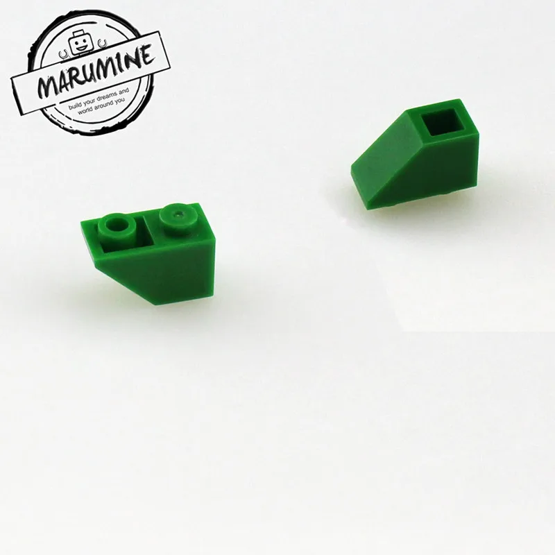 Зеленый MARUMINE кирпичи игрушки 200 шт./лот 2x1 перевернутый склон кирпич MOC строительные блоки Совместимые образовательные DIY игрушки Классический создатель - Цвет: Зеленый