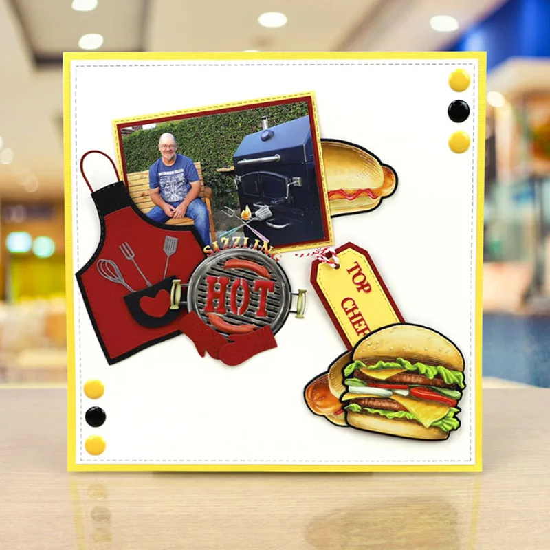 Нож для вырубки "Хот-дог" QWELL Food из металла для скрапбукинга и изготовления открыток, прессования бумаги. Набор 2019 года.