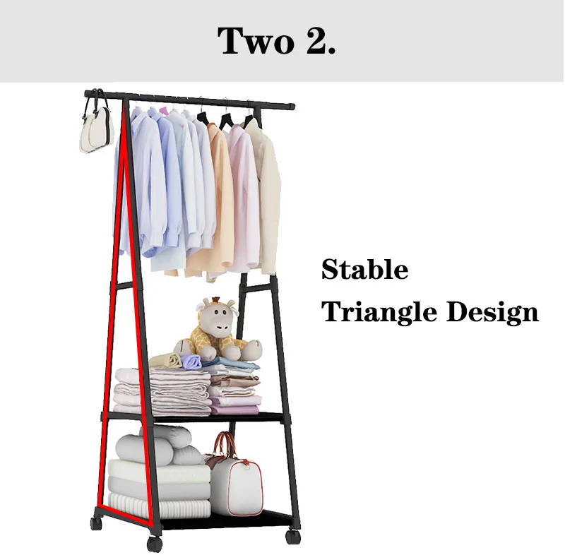 

Multi-function Triangle Coat Rack Removable Bedroom Hanging Clothes Rack With Wheels Floor Standing Coat Rack Clothes Hanger