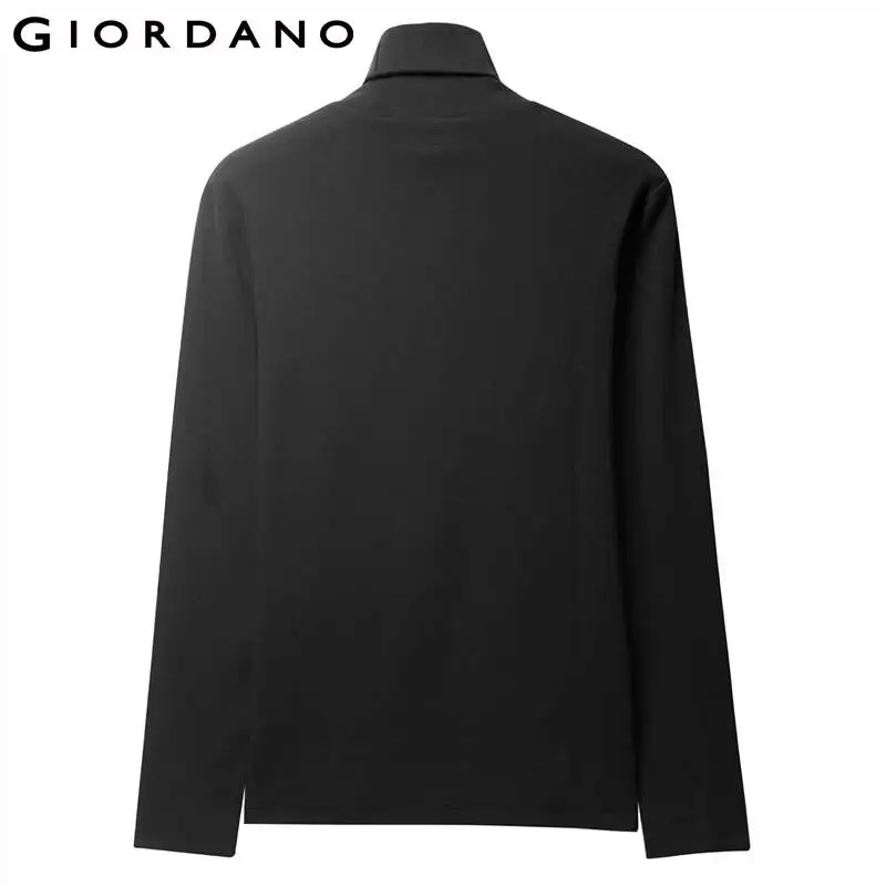 Giordano Мужская футболка, Мужская эластичная ткань, водолазка, толстая футболка, Мужская Осенняя Однотонная футболка с длинными рукавами Homme 01029793