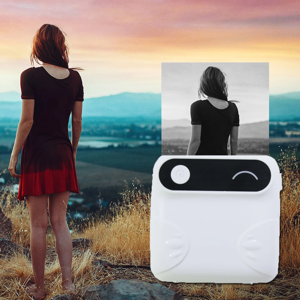 Мини термопринтер портативный принтер для печати этикеток с Bluetooth проводом