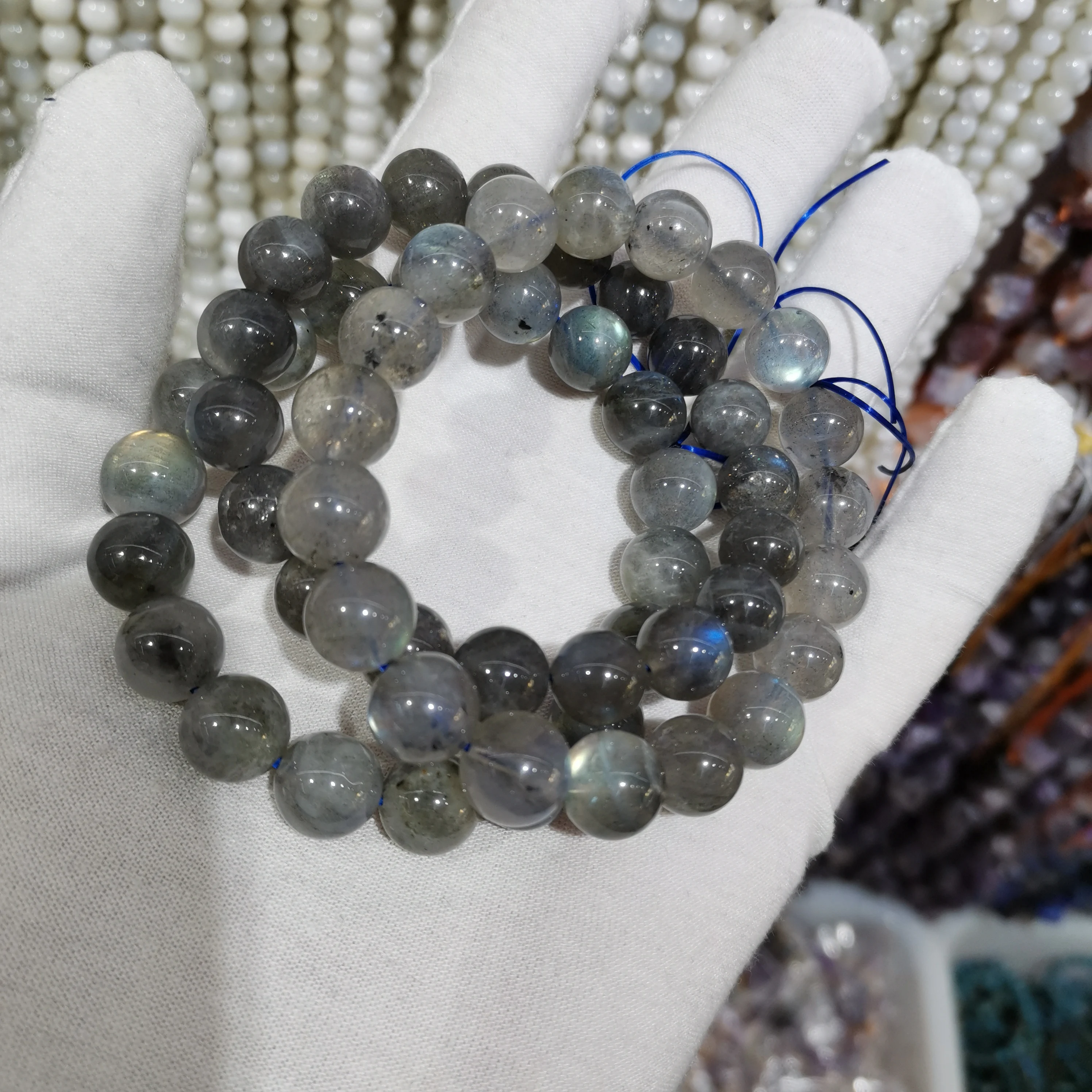 

Natural Stone Beads Bracelet Blue flash Labradorite For Men And Women Wear Elastic String Beaded Jewelry6mm 8mm 10mm