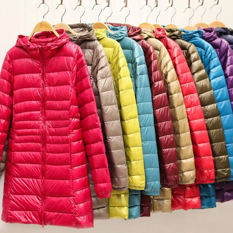 Новый размера плюс 7xl длинный пуховик женская зимняя ультра легкая куртка для