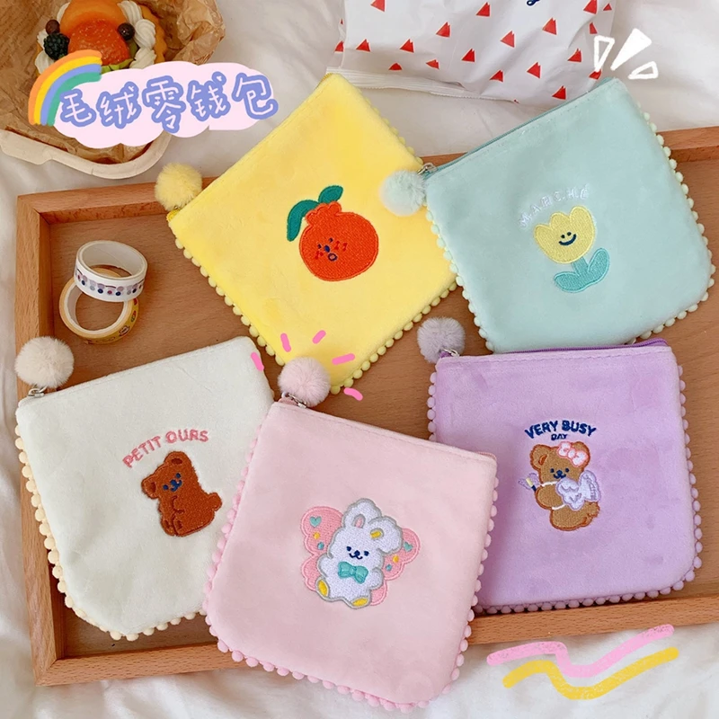 

Mini Tampon Storage Bag Cute Cartoon Embroider Sanitary Pad Pouches Portable Makeup Lipstick Key Earphone Data Cables Organizer