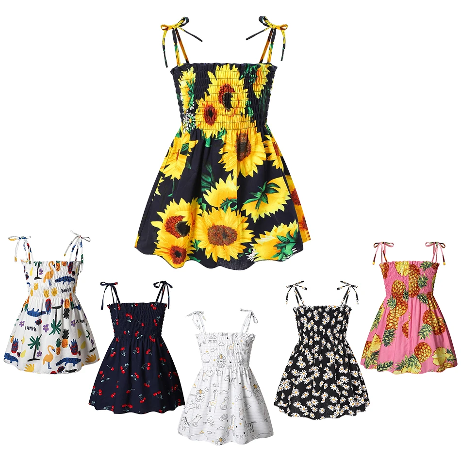 

Kidswant Boho Girls Clothes Baby Floral Backless Sling Sundress Kids Summer Beach Dresses For 2 to 7 Years