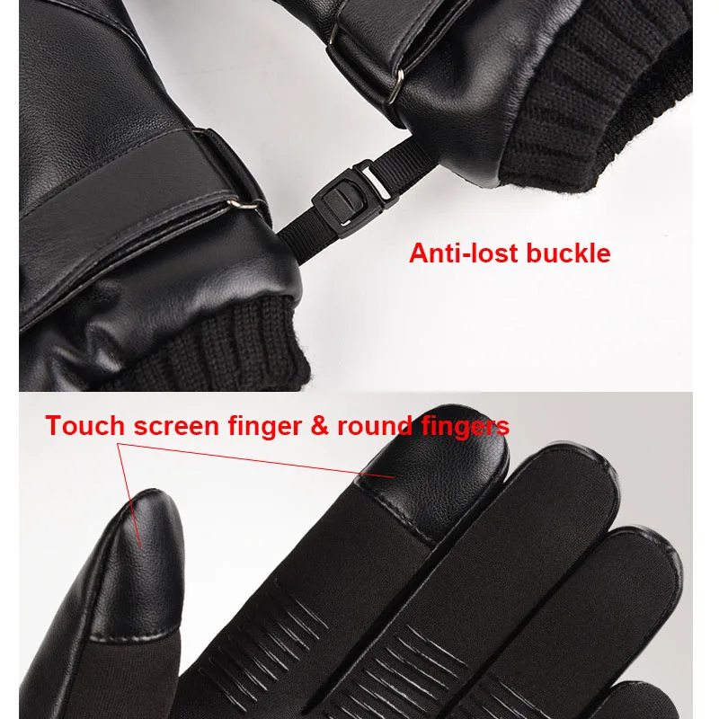 Мужские зимние теплые кожаные перчатки мужские мотоциклетные для сенсорных